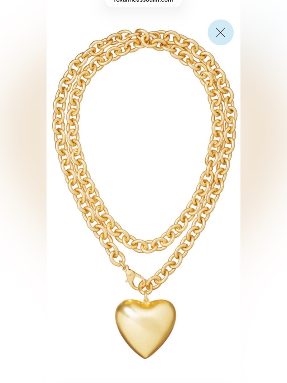Roxanne Assoulin Gold Double-Chain Necklace with Heart Pendant